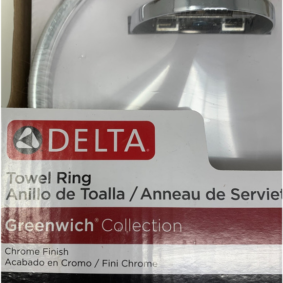 NEW Lot 2 x Delta Greenwich Collection Shiny Chrome Towel Ring & Robe Hook NWT - Picture 2 of 6